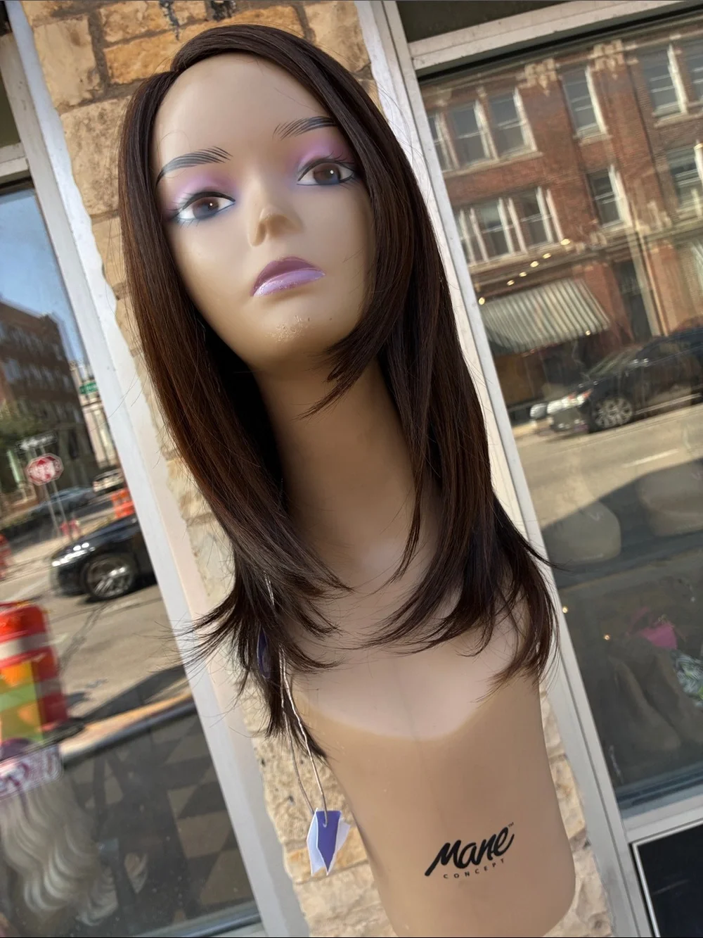 Brown Straight Layered Women's Wig - Sleek Natural Finish
